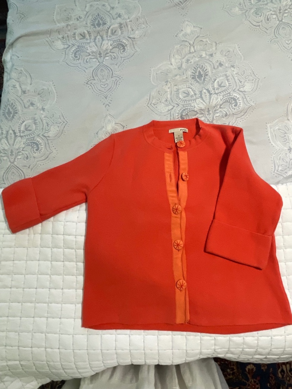 Evie Anthropologie orange cardigan